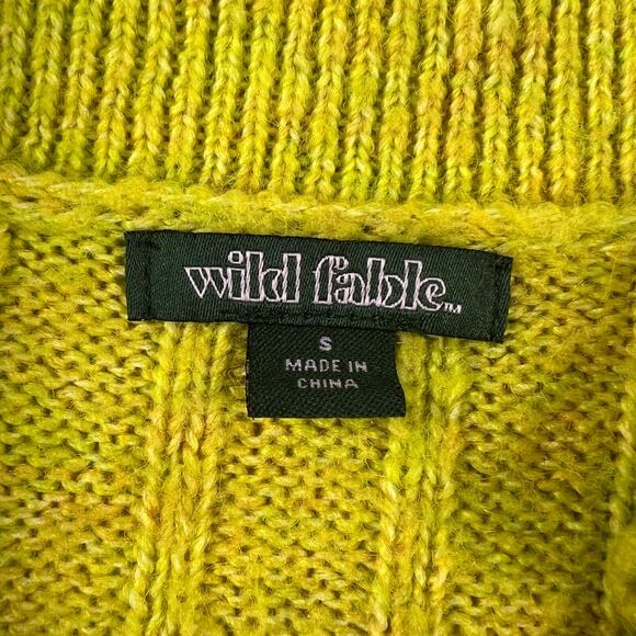Wild Fable Chartreuse Cropped Knit Cardigan Size Small - Picture 4 of 7